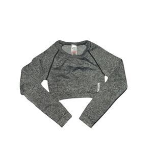 Gymshark Charcoal Heather Cropped Long Sleeve Top